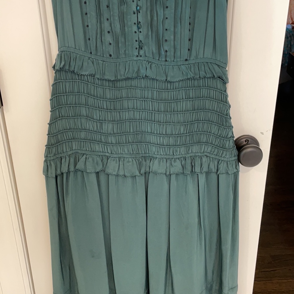 SEA azzedine green flutter sleeve smock midi dress - Picture 11 of 13